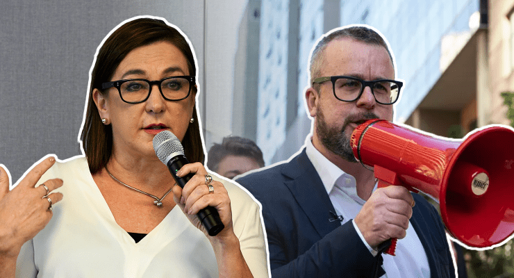 Guardian Australia editor-in-chief Lenore Taylor and ABC news director Justin Stevens (Images: AAP/Private Media)