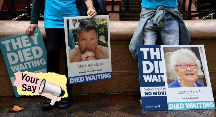 Voluntary assisted dying advocates (Image: AAP/Bianca De Marchi/Private Media)