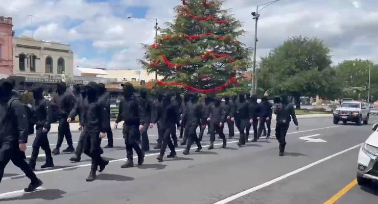 The neo-Nazi National Socialist Network group in Ballarat at the weekend (Image: X/@randal_m_smith)