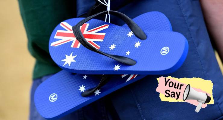 Australia Day thongs (Image: AAP/Julian Smith/Private Media)