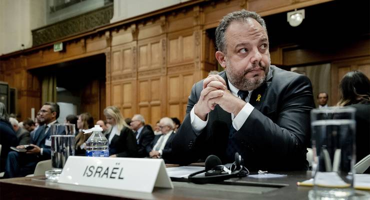 Tal Becker, legal counselor of the Ministry of Foreign Affairs of Israel, at the ICJ (Image: AAP/ANP/Remko de Waal)