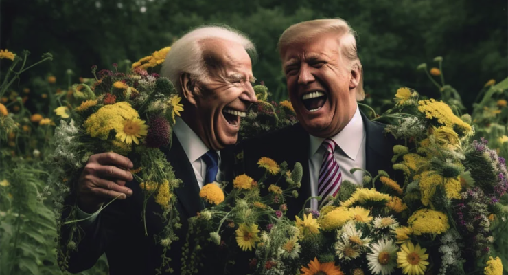 An AI-generated image of Joe Biden and Donald Trump (Image: Reddit/Midjourney/SonOfQuora)
