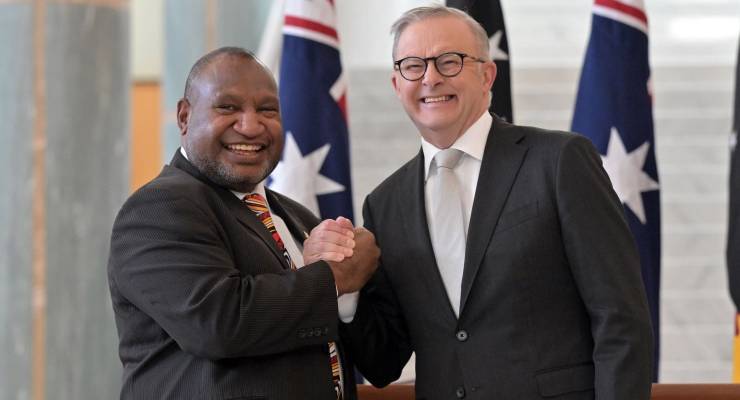 Anthony Albanese and Papua New Guinea’s Prime Minister James Marape (Image: AAP/Mick Tsikas)