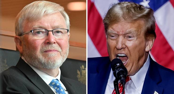 Kevin Rudd and Donald Trump (Images: AAP)