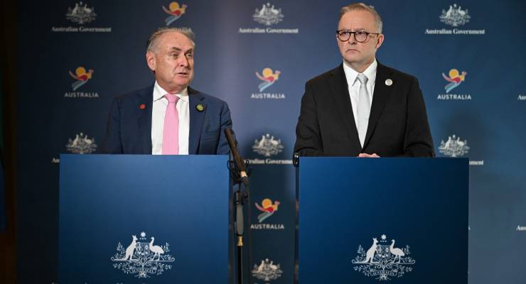 Special Minister of State Don Farrell and Anthony Albanese (Image: AAP/Lukas Coch)