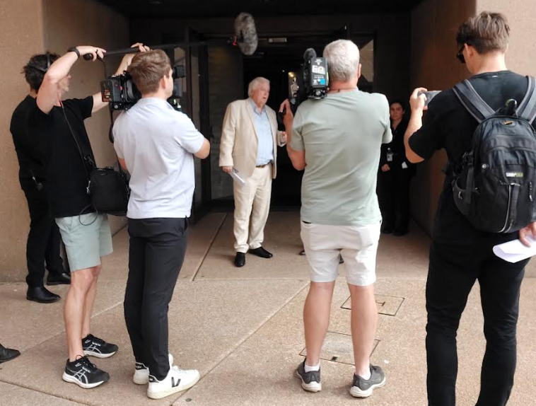 Clive Palmer addresses media in Sydney on Wednesday. By Anton Nilsson. 