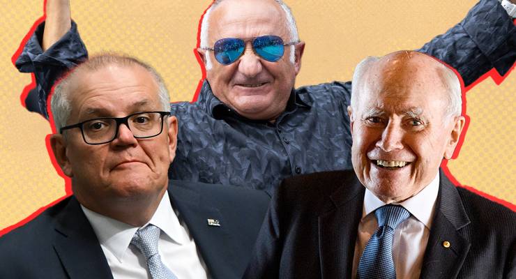 Scott Morrison, Pat Mesiti and John Howard (Images: AAP)