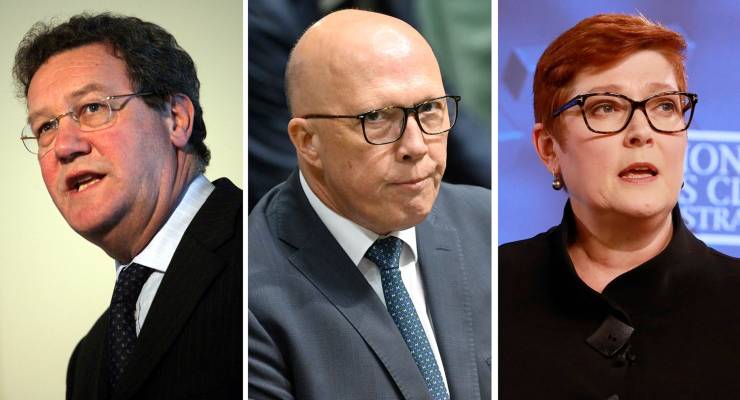 Alexander Downer, Peter Dutton and Marise Payne (Images: AAP)
