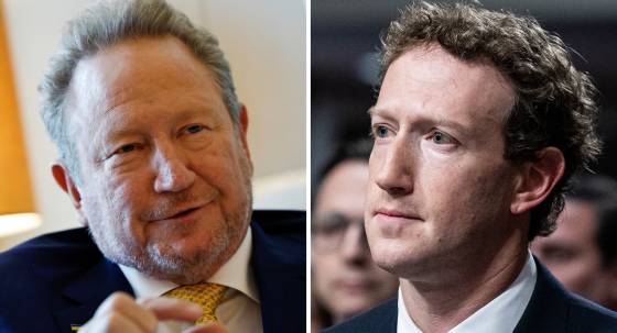 Andrew Forrest and Mark Zuckerberg (Images: Reuters, Sipa USA)