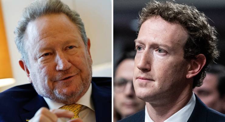 Andrew Forrest and Mark Zuckerberg (Images: Reuters, Sipa USA)