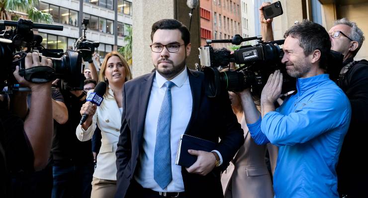 Bruce Lehrmann arrives at court ahead of the verdict being handed down in his defamation case (Image: AAP/Bianca De Marchi)