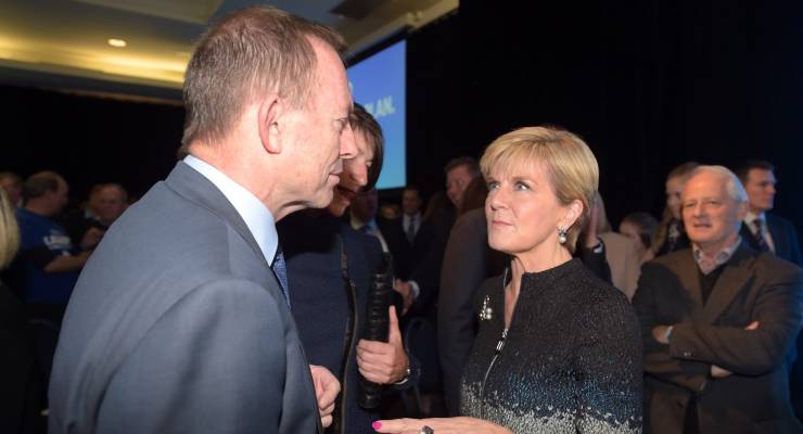 Tony Abbott and Julie Bishop in 2016 (Image: AAP/Lukas Coch)