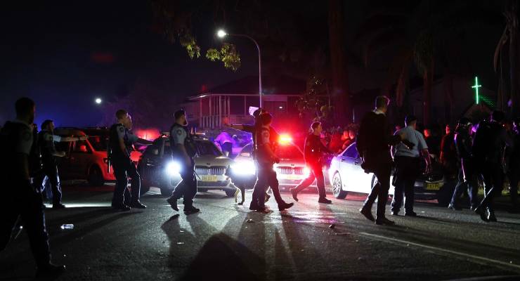 Police at the scene of a stabbing at a Sydney church (Image: AAP/Paul Braven)